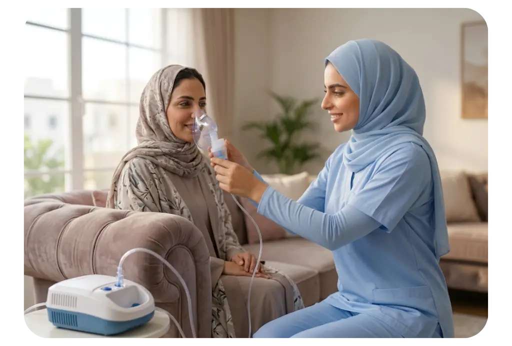 تمريض منزلي لعمل جلسات البخار التنفسية