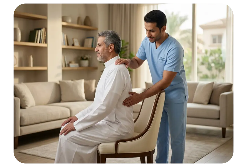 Orthopedic physical therapy session for back pain and herniated disc at home in Riyadh - AounCare