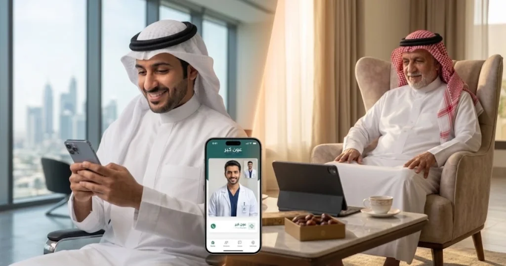 استشارة طبيب عن بعد لحالة والديك بحضورك الجلسة
