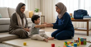 تأهيل أطفال الشلل الدماغي (CP) في المنزل بواسطة أخصائية علاج طبيعي