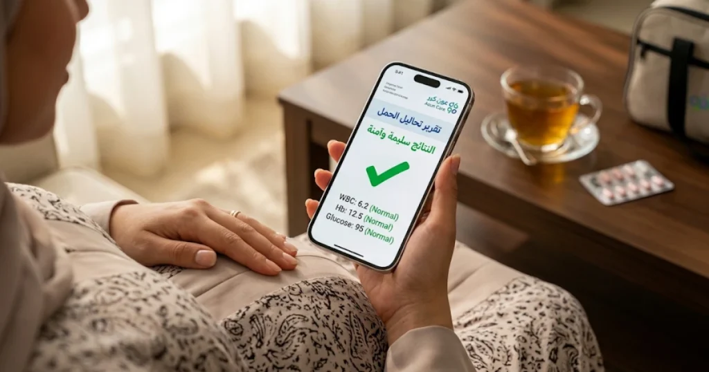 متابعة نتائج تقرير تحاليل الحمل من منزلك